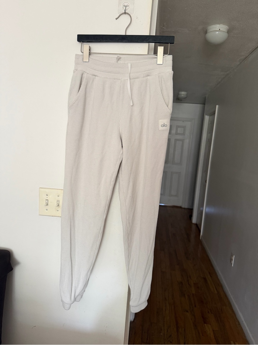 ALO Yoga Ivory Waffle-Knit Joggers - Picture 2 of 4